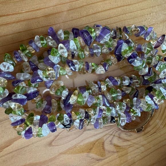 Quartz Peridot Garnet Citrine Amethyst Necklace Vintage - Picture 3 of 6